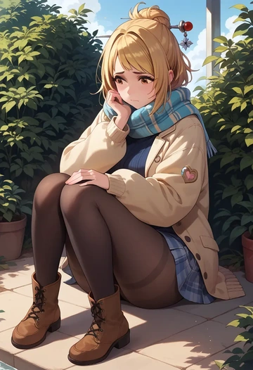 idolmaster,izumi_mei,winter,student uniform,down jacket  - AI generated anime art