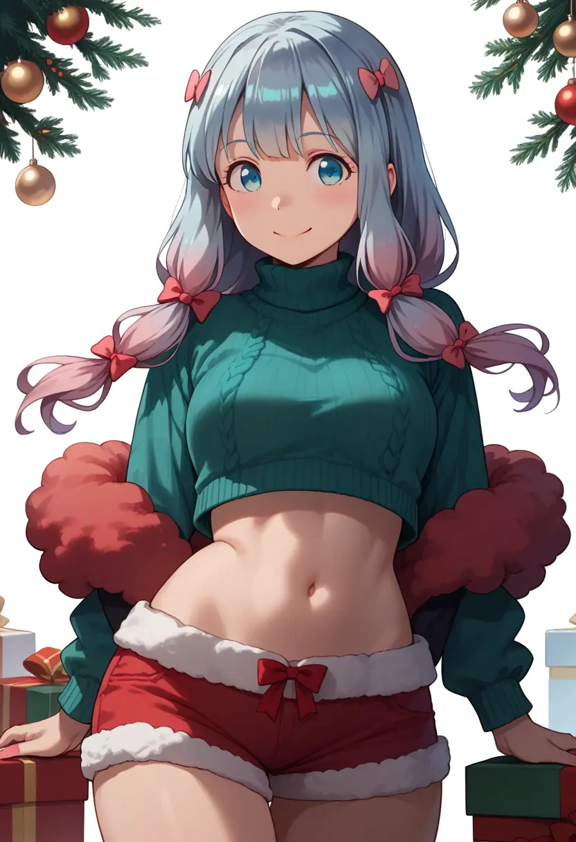 eromanga_sensei,izumi_sagiri,Christmas,red velvet shorts,turtleneck sweater  - 