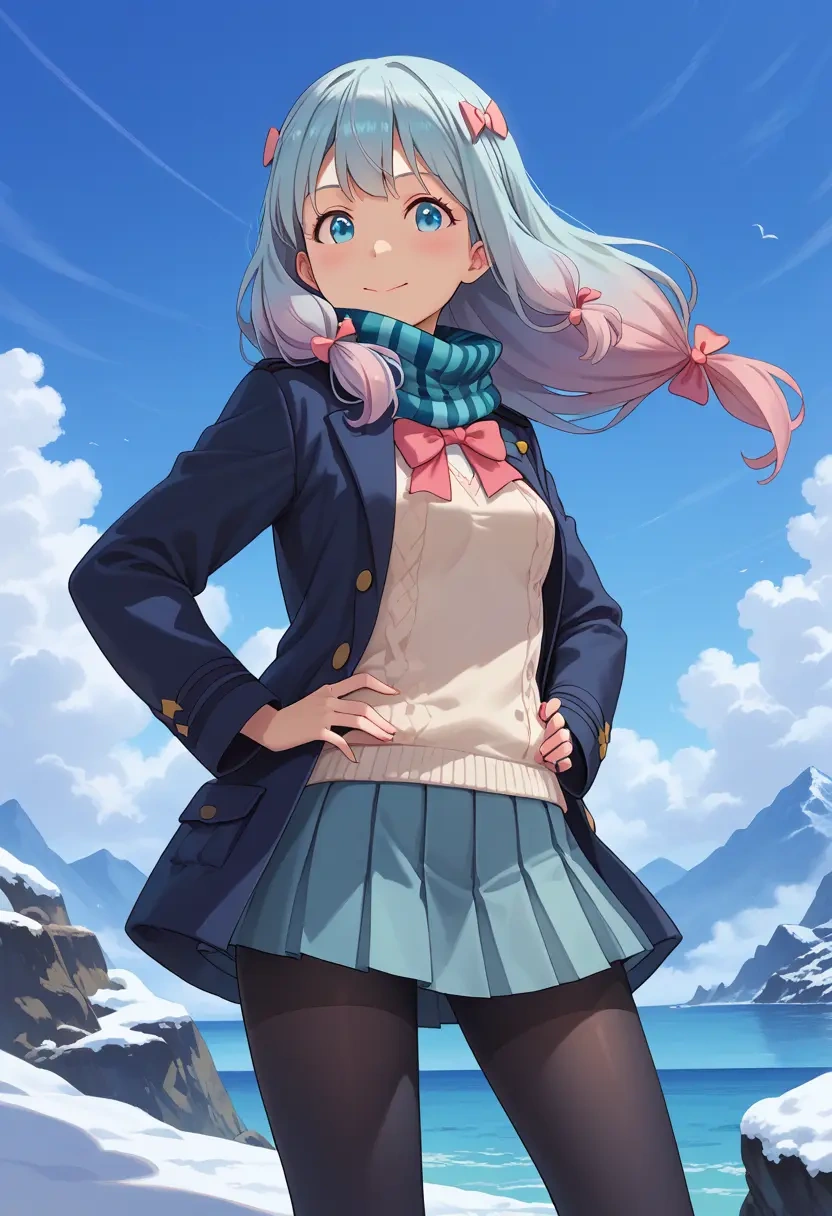 eromanga_sensei,izumi_sagiri,winter,student uniform,puffer coat  - 