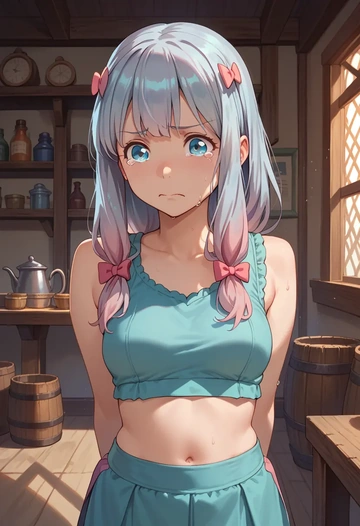 eromanga_sensei,izumi_sagiri,sports crop,high-waisted shorts  - AI generated anime art