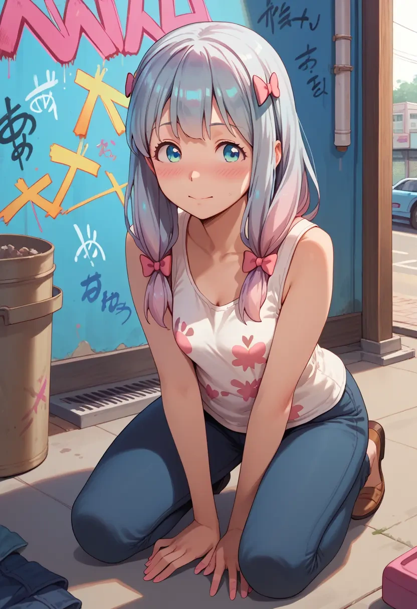 eromanga_sensei,izumi_sagiri,abstract graffiti tank,dolphin shorts  - 