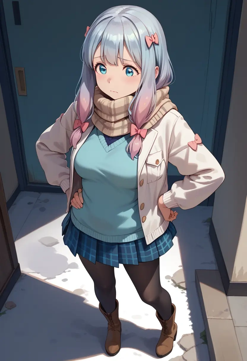 eromanga_sensei,izumi_sagiri,winter,student uniform,down jacket  - 