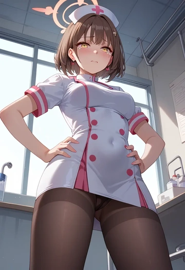 blue_archive,izuna_(blue_archive),nurse pantyhose,mini skirt, sexy  - AI generated anime art