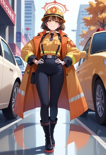 blue_archive,izuna_(blue_archive),firefighter  - AI generated anime art