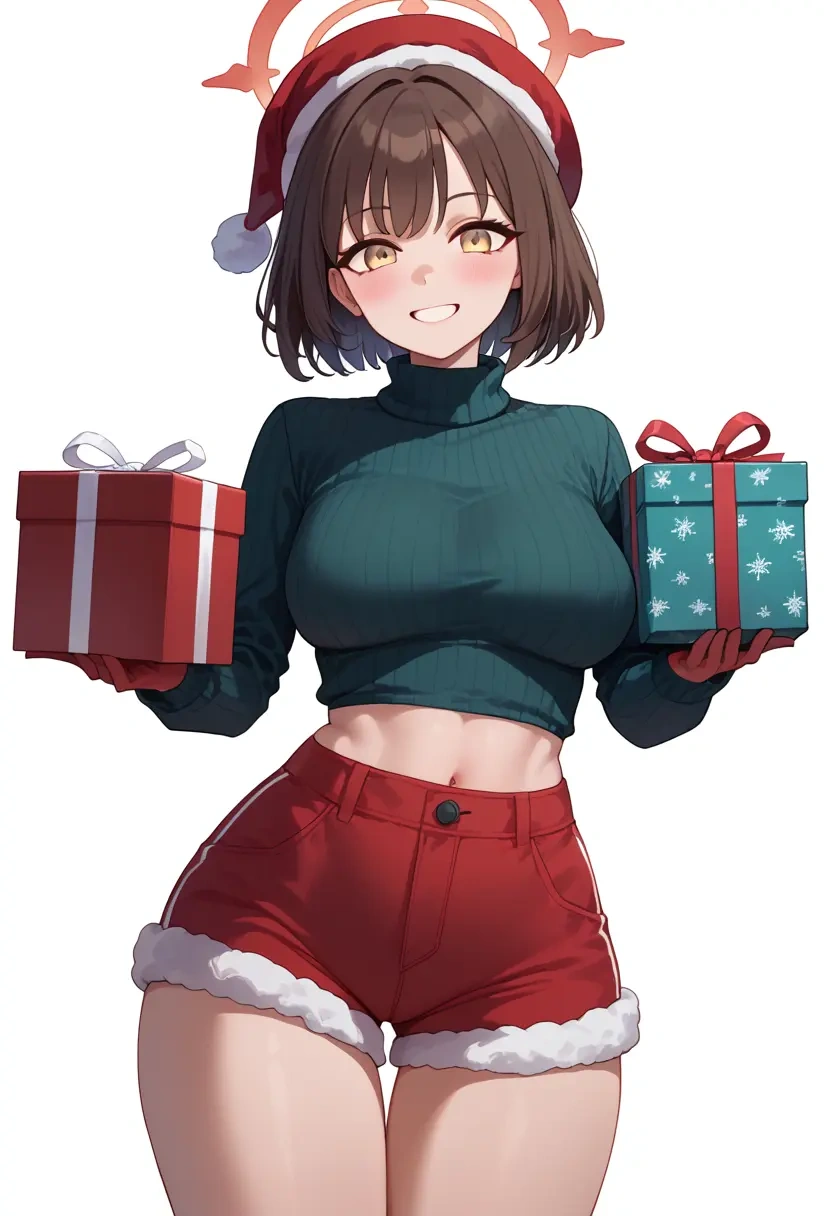 blue_archive,izuna_(blue_archive),Christmas,red velvet shorts,turtleneck sweater  - 