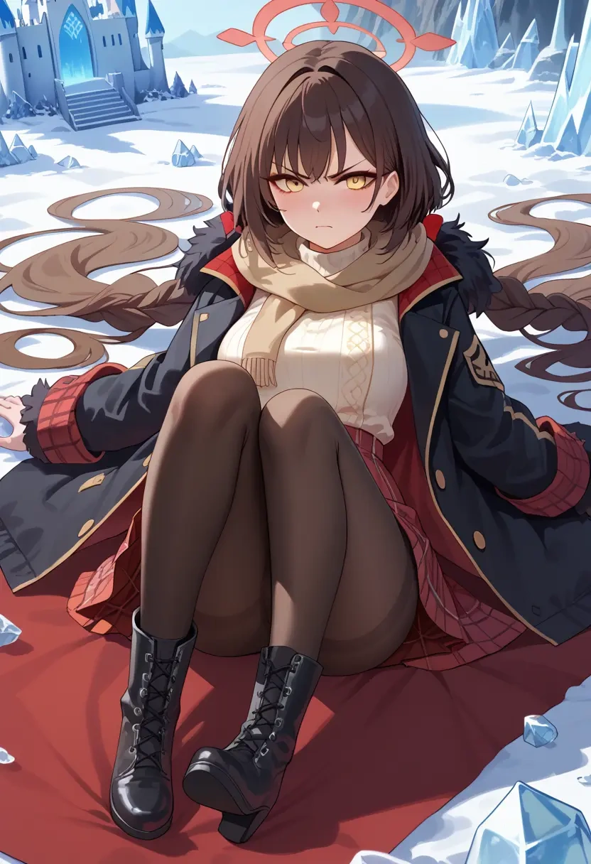 blue_archive,izuna_(blue_archive),winter,student uniform,fur-collared jacket  - 