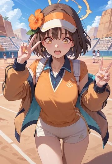 blue_archive,izuna_(blue_archive),tennis polo,skort  - AI generated anime art