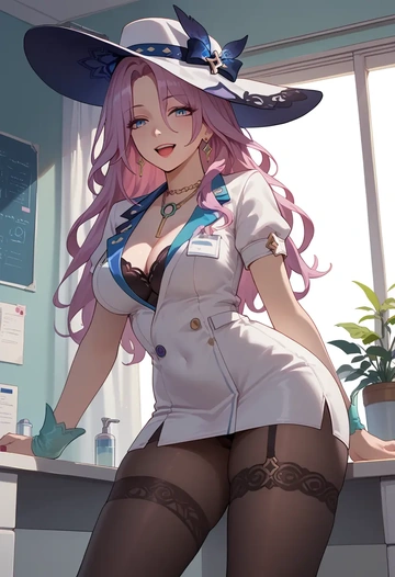 star rail,jade,nurse pantyhose,mini skirt, sexy  - AI generated anime art