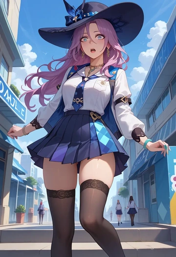 star rail,jade,jk uniform, stockings  - AI generated anime art