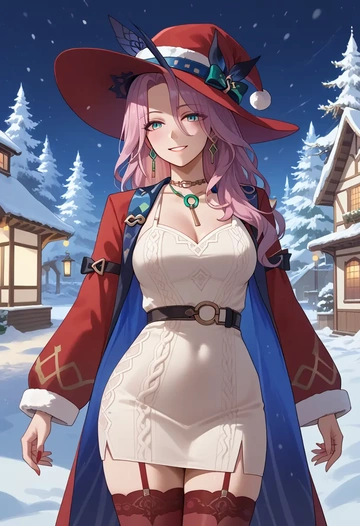 star rail,jade,Christmas,sweater dress,stockings  - AI generated anime art