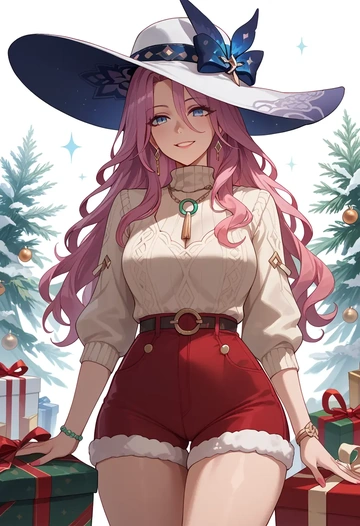 star rail,jade,Christmas,red velvet shorts,turtleneck sweater  - AI generated anime art