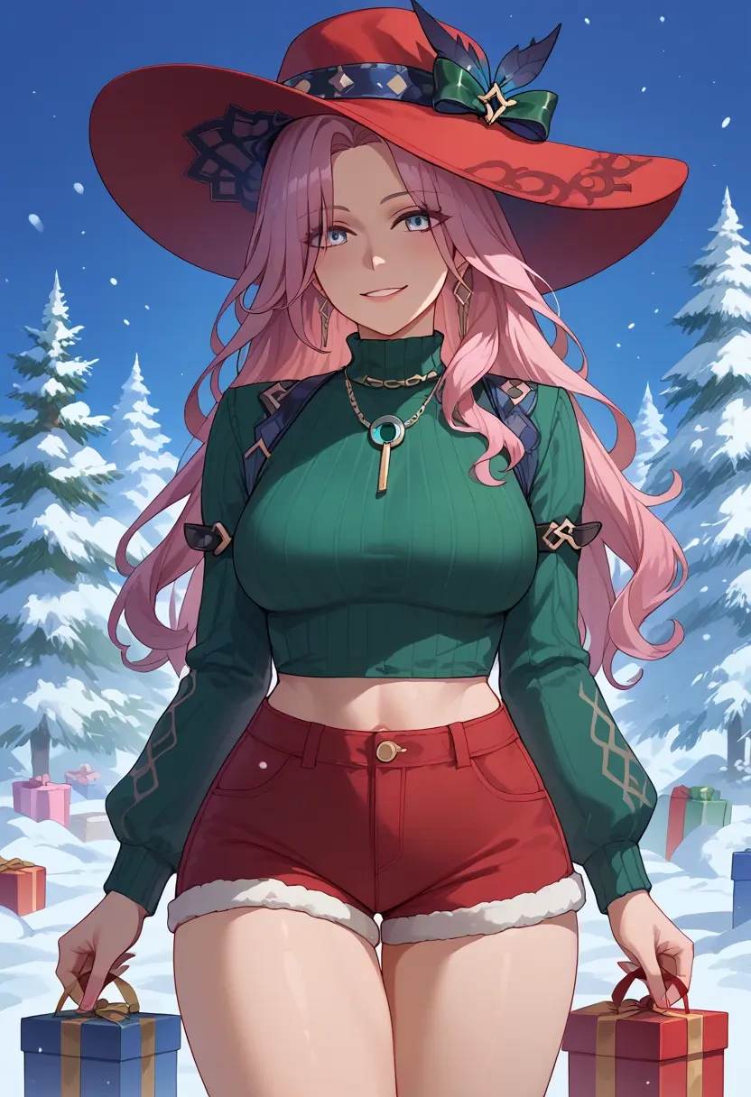 star rail,jade,Christmas,red velvet shorts,turtleneck sweater  - 