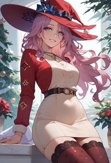 star rail,jade,Christmas,sweater dress,stockings  - AI generated anime art