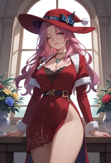 star rail,jade,Christmas,red velvet dress  - AI generated anime art