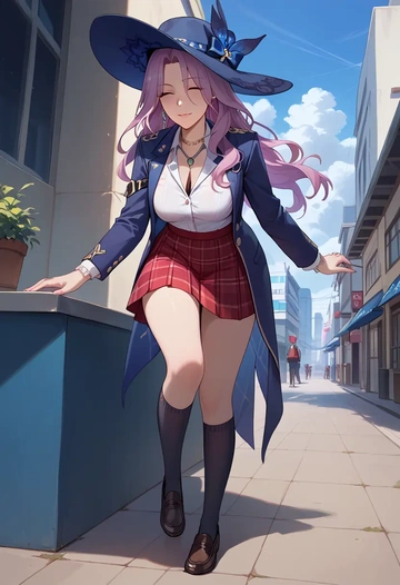 star rail,jade,winter,student uniform,plaid skirt  - AI generated anime art