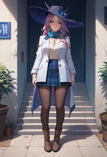 star rail,jade,winter,student uniform,down jacket  - AI generated anime art