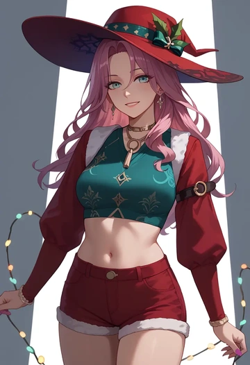 star rail,jade,Christmas,red velvet shorts  - AI generated anime art