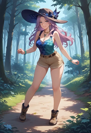 star rail,jade,forest,tank top  - AI generated anime art