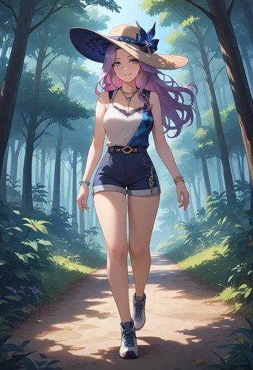 star rail,jade,forest,tank top  - AI generated anime art