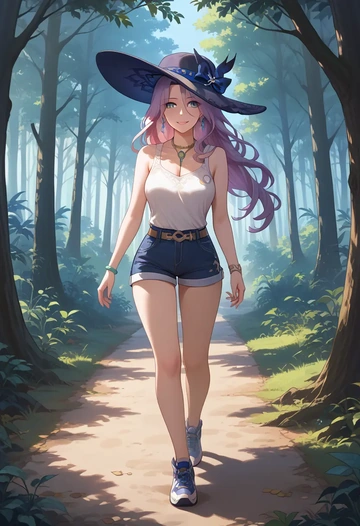 star rail,jade,forest,tank top  - AI generated anime art