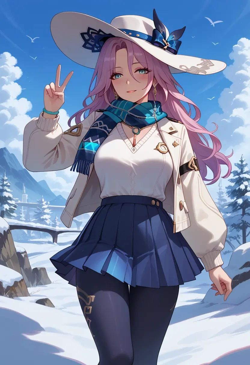 star rail,jade,winter,student uniform,puffer jacket  - 