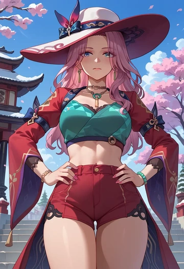 star rail,jade,red velvet shorts  - AI generated anime art