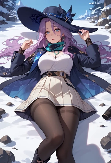 star rail,jade,winter,student uniform,puffer coat  - AI generated anime art