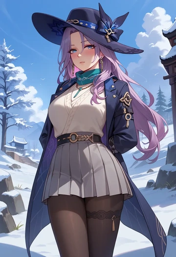 star rail,jade,winter,student uniform,puffer coat  - AI generated anime art