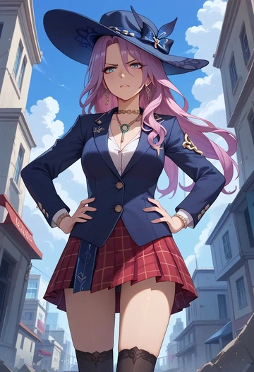 star rail,jade,winter,student uniform,plaid skirt  - AI generated anime art