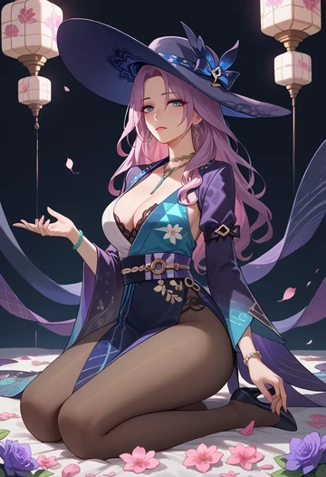 star rail,jade,kimono,silk,wide-leg trousers  - AI generated anime art