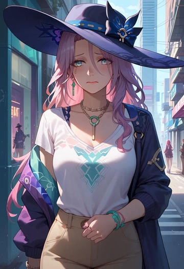 star rail,jade,tie-dye shirt,dolphin shorts  - AI generated anime art