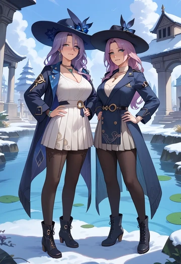 star rail,jade,winter,student uniform,puffer coat  - AI generated anime art