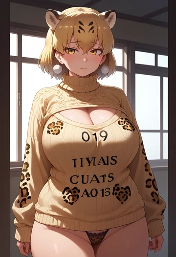 kemono_friends,jaguar_(kemono_friends),thong,sweater,sexy  - AI generated anime art