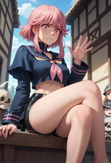 kill_la_kill,jakuzure_nonon,leather,shorts  - AI generated anime art