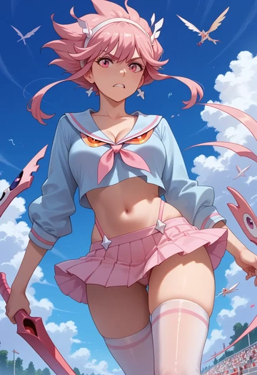 kill_la_kill,jakuzure_nonon,mini skirt,stockings  - AI generated anime art