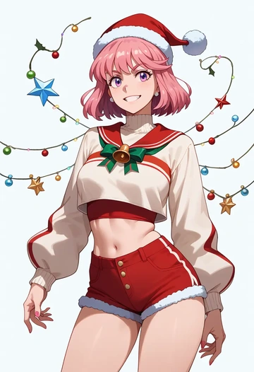 kill_la_kill,jakuzure_nonon,Christmas,red velvet shorts  - AI generated anime art