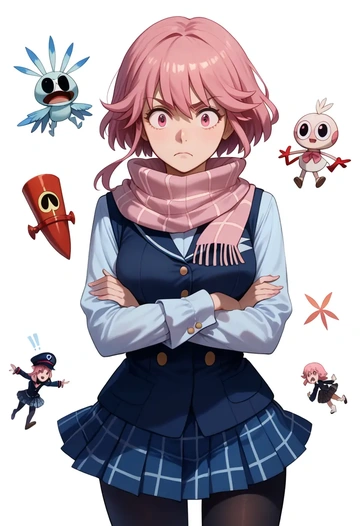 kill_la_kill,jakuzure_nonon,winter,student uniform,vest  - AI generated anime art