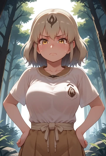 kemono_friends,japanese_crested_ibis_(kemono_friends),calligraphy print shirt,dolphin shorts  - AI generated anime art