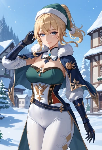 genshin impact,jean_(genshin_impact),Christmas,dress  - AI generated anime art