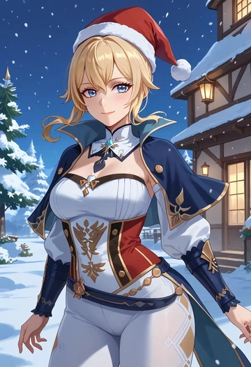 genshin impact,jean_(genshin_impact),Christmas,dress  - AI generated anime art