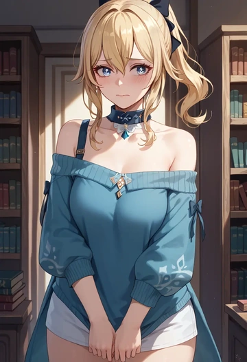 genshin impact,jean_(genshin_impact),sweater,off-shoulder,collar  - AI generated anime art