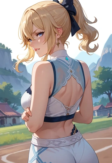 genshin impact,jean_(genshin_impact),sports crop,high-waisted shorts  - AI generated anime art