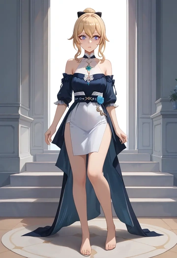 genshin impact,jean_(genshin_impact),nightdress  - AI generated anime art