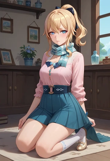 genshin impact,jean_(genshin_impact),spring,student uniform,light cardigan  - AI generated anime art