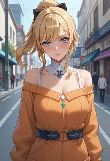 genshin impact,jean_(genshin_impact),orange,sweater  - AI generated anime art