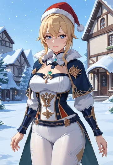 genshin impact,jean_(genshin_impact),Christmas,dress  - AI generated anime art