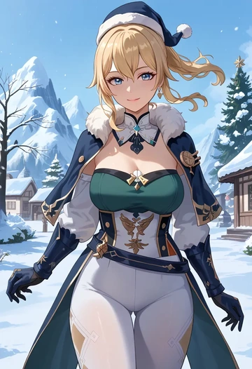 genshin impact,jean_(genshin_impact),Christmas,dress  - AI generated anime art