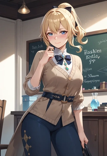 genshin impact,jean_(genshin_impact),teacher, sweater  - AI generated anime art