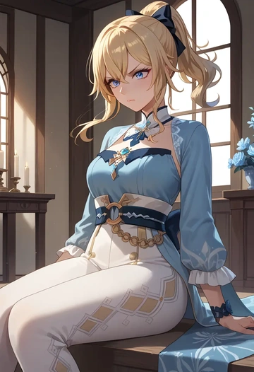 genshin impact,jean_(genshin_impact),kimono,silk,wide-leg trousers  - AI generated anime art