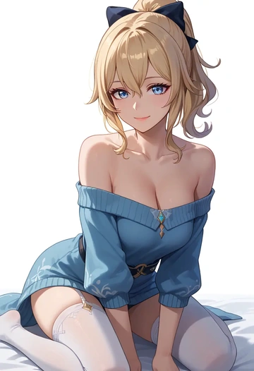 genshin impact,jean_(genshin_impact),off-shoulder,sweater  - AI generated anime art